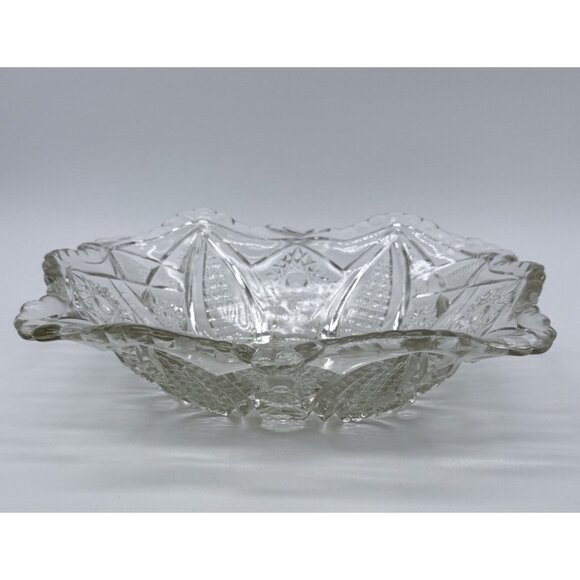Indiana Glass Company Paneled Daisy & Finecut Clear Lg Rectangular  Dish 10” - Picture 1 of 9